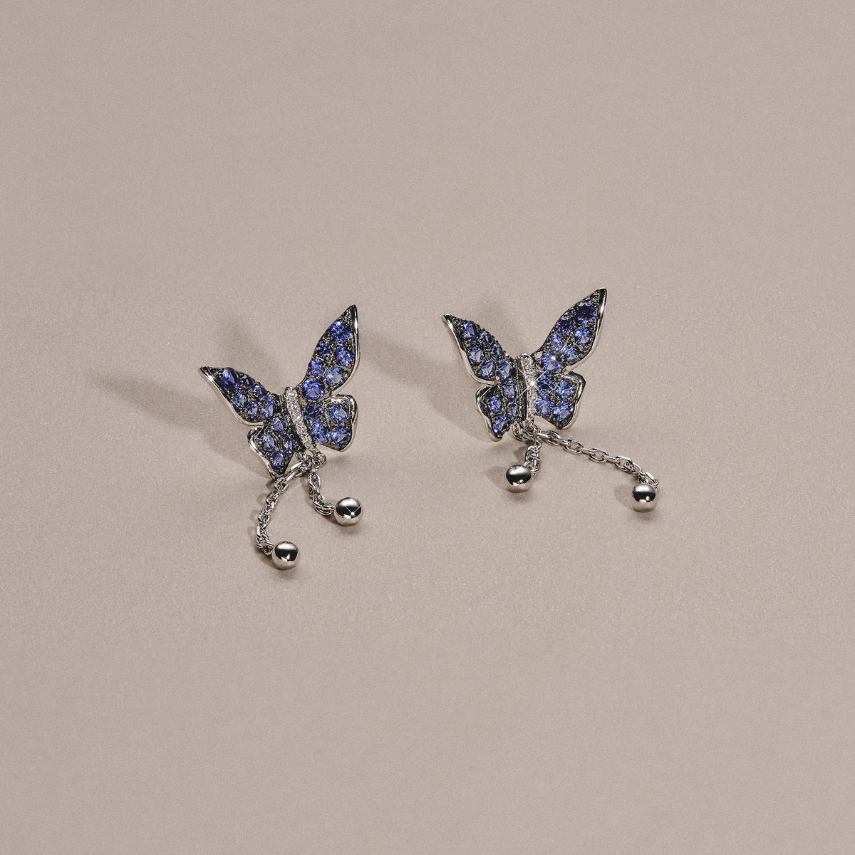 Stellato 1.00ct Lab Sapphire Butterfly Drop Earrings in Sterling Silver