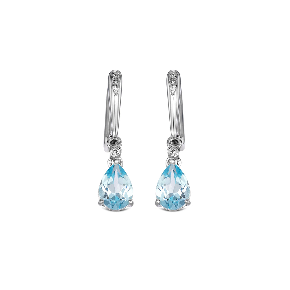 Stellato 1.50ct Pear Cut Blue Topaz and Lab Diamond Drop Earrings in Sterling Silver