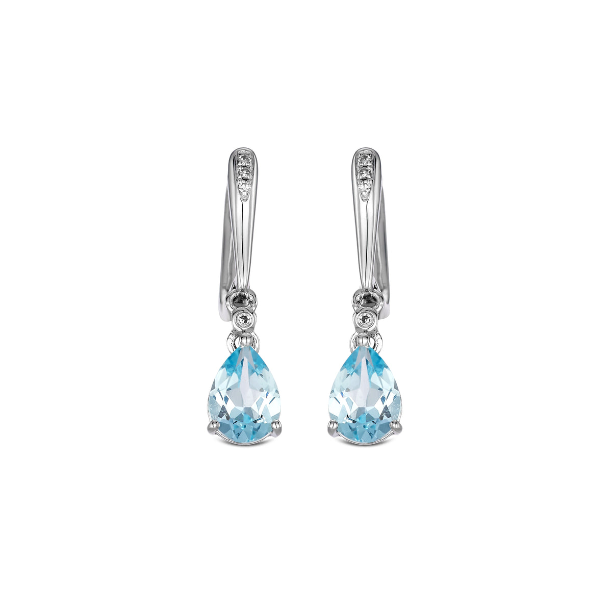 Stellato 1.50ct Pear Cut Blue Topaz and Lab Diamond Drop Earrings in Sterling Silver