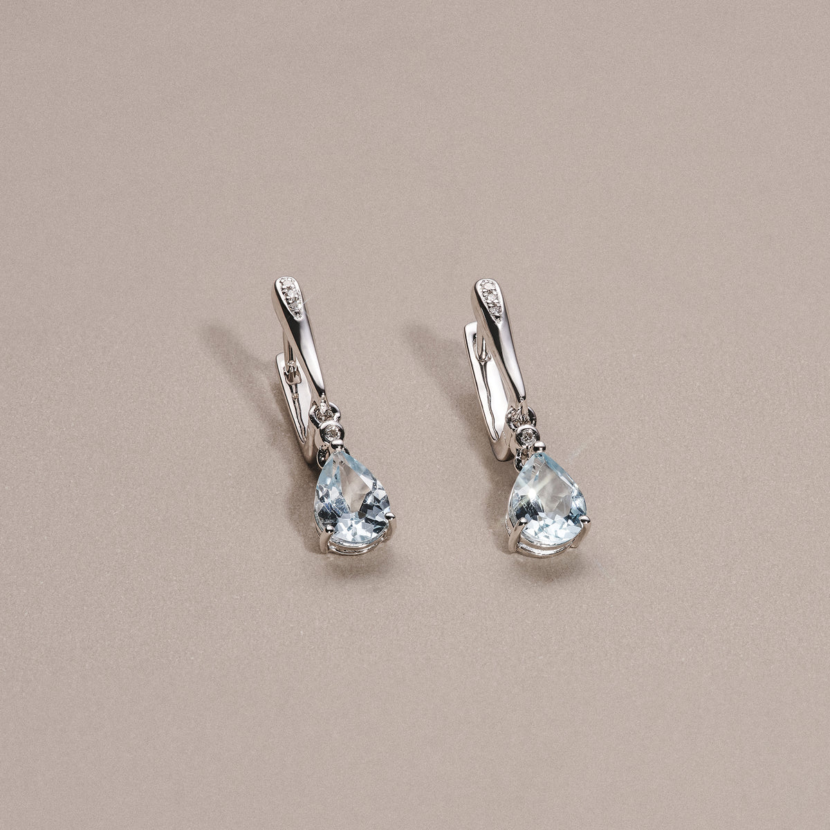 Stellato 1.50ct Pear Cut Blue Topaz and Lab Diamond Drop Earrings in Sterling Silver