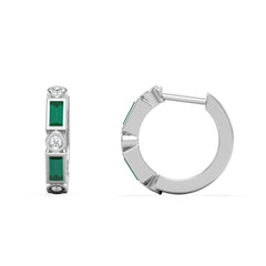Forme 0.52ct Baguette Cut Lab Emerald  Huggie Earrings in Sterling Silver