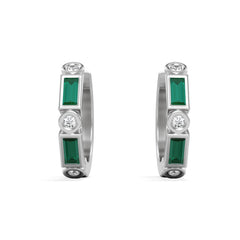 Forme 0.52ct Baguette Cut Lab Emerald  Huggie Earrings in Sterling Silver