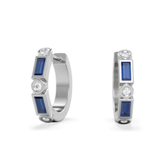 Forme 0.52ct Baguette Cut Lab Sapphire Huggie Earrings in Sterling Silver