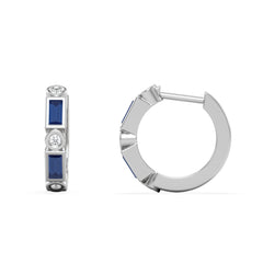Forme 0.52ct Baguette Cut Lab Sapphire Huggie Earrings in Sterling Silver