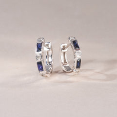 Forme 0.52ct Baguette Cut Lab Sapphire Huggie Earrings in Sterling Silver
