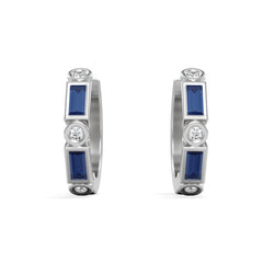 Forme 0.52ct Baguette Cut Lab Sapphire Huggie Earrings in Sterling Silver