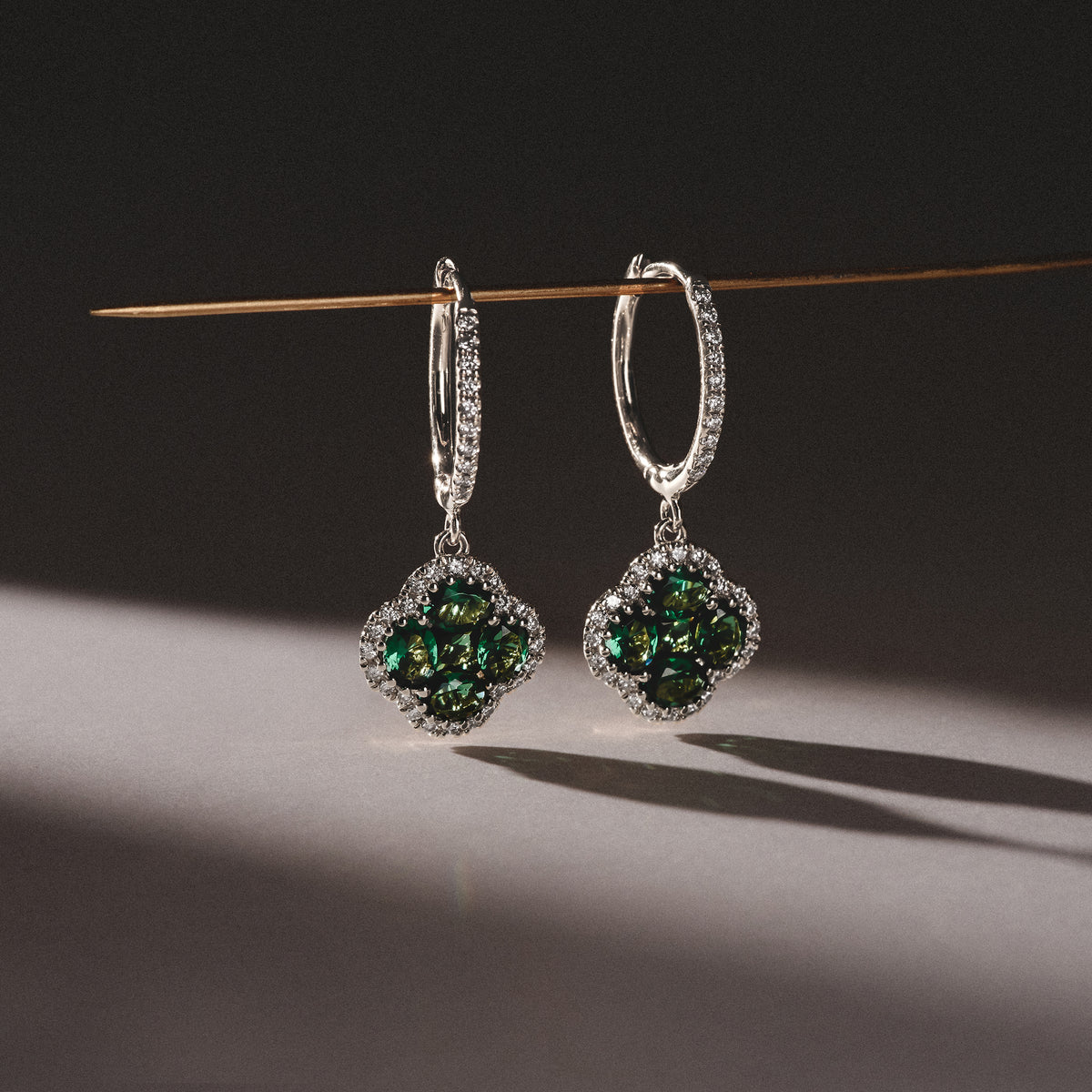 Alegria 1.50ct Lab Emerald Halo Earrings in Sterling Silver