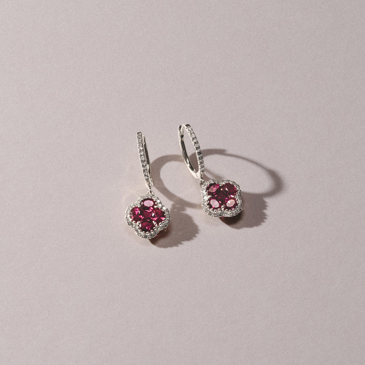 Alegria 1.70ct Lab Ruby Halo Earrings in Sterling Silver