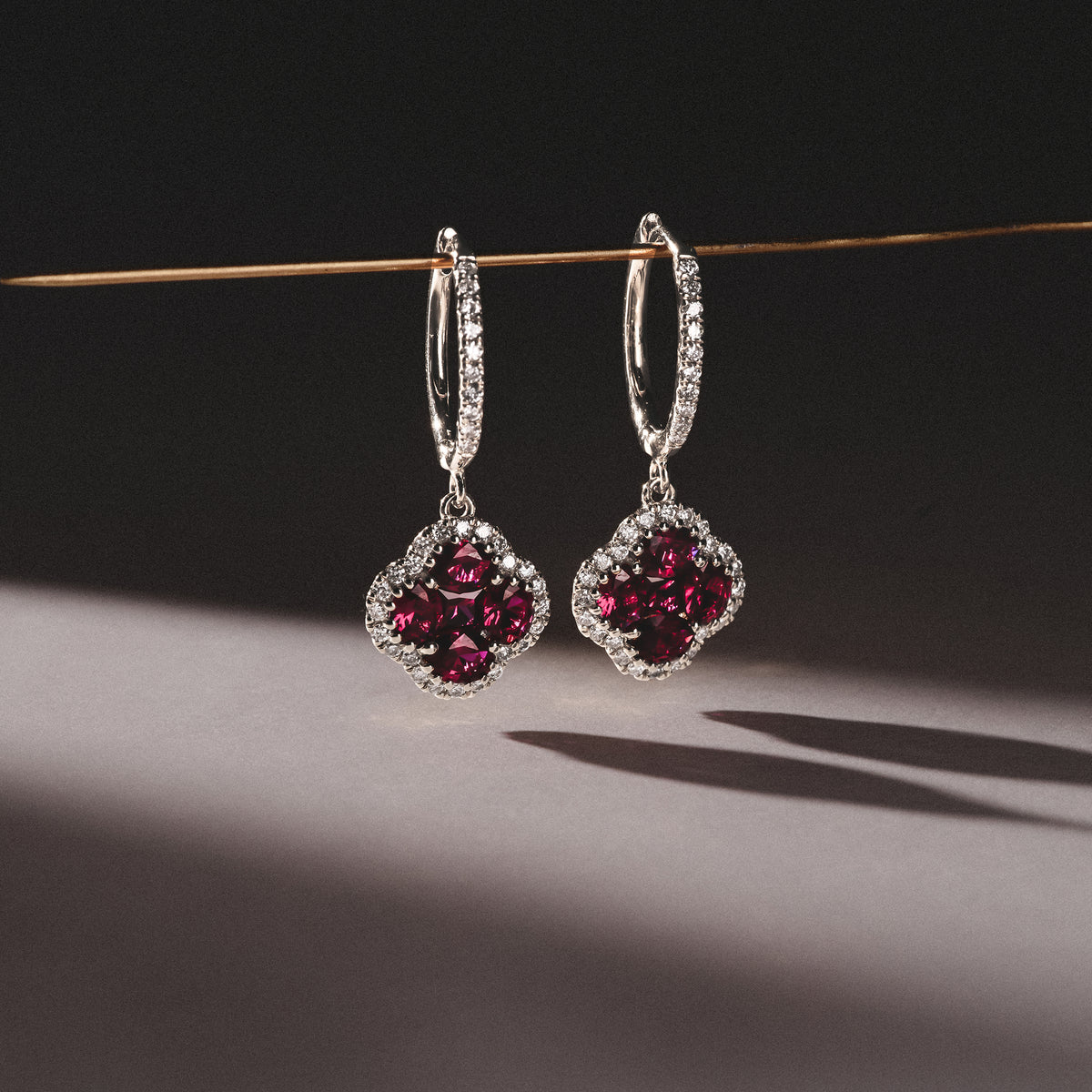 Alegria 1.70ct Lab Ruby Halo Earrings in Sterling Silver