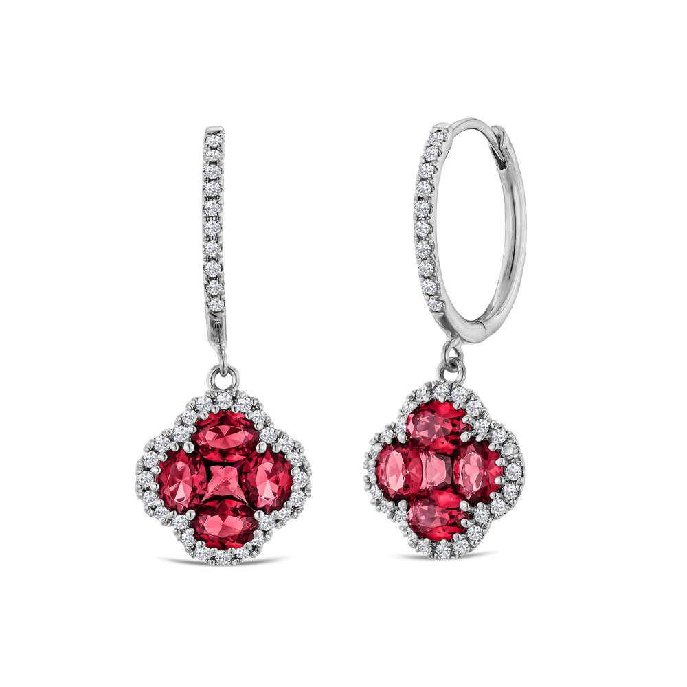Alegria 1.70ct Lab Ruby Halo Earrings in Sterling Silver