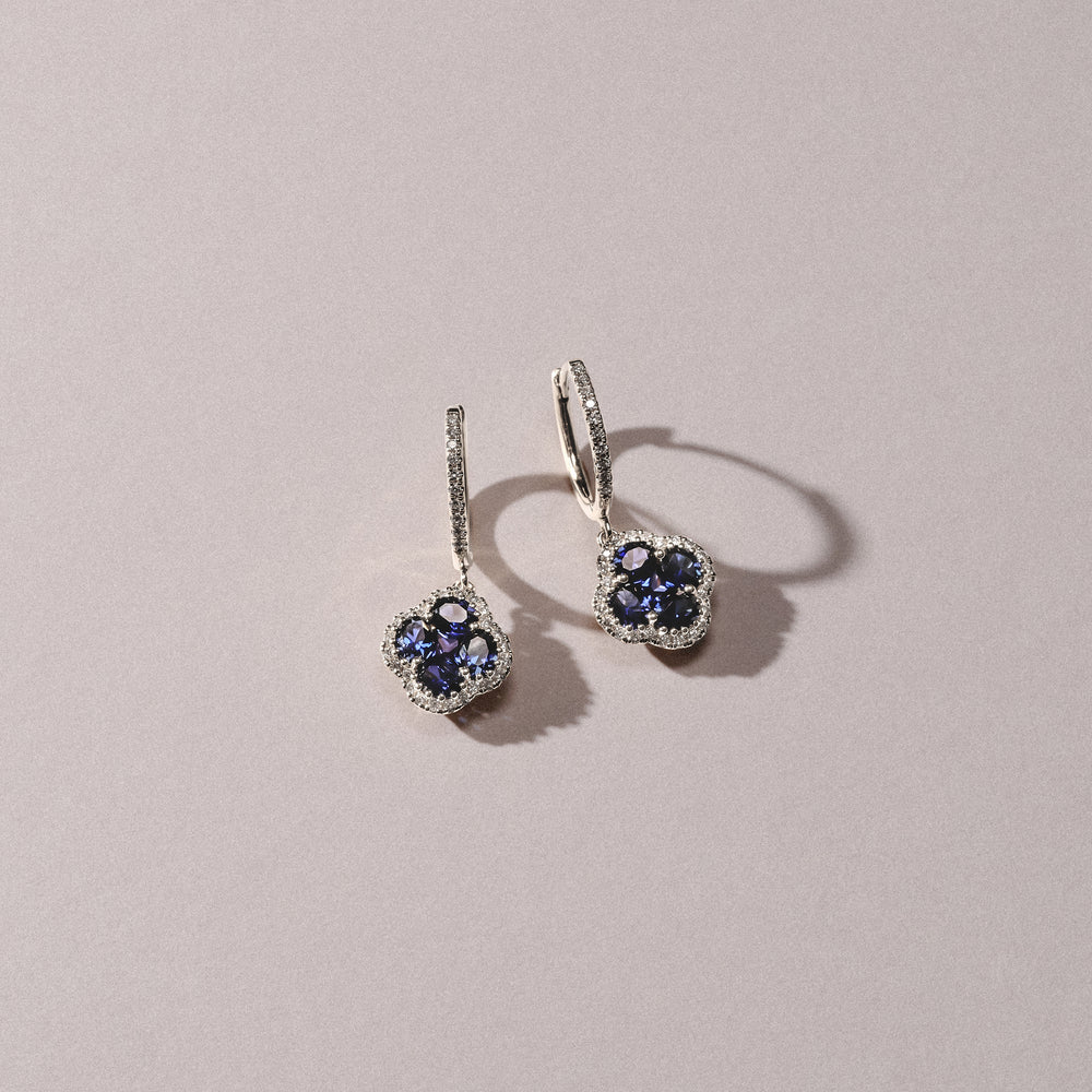 Alegria 2.00ct Lab Sapphire Halo Earrings in Sterling Silver