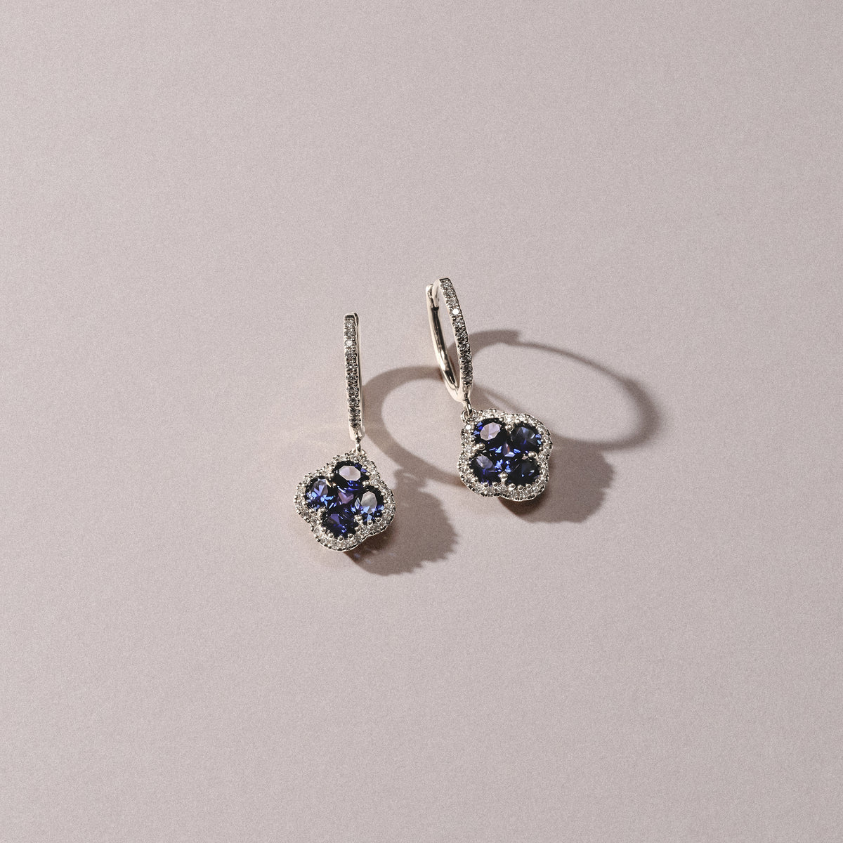 Alegria 2.00ct Lab Sapphire Halo Earrings in Sterling Silver
