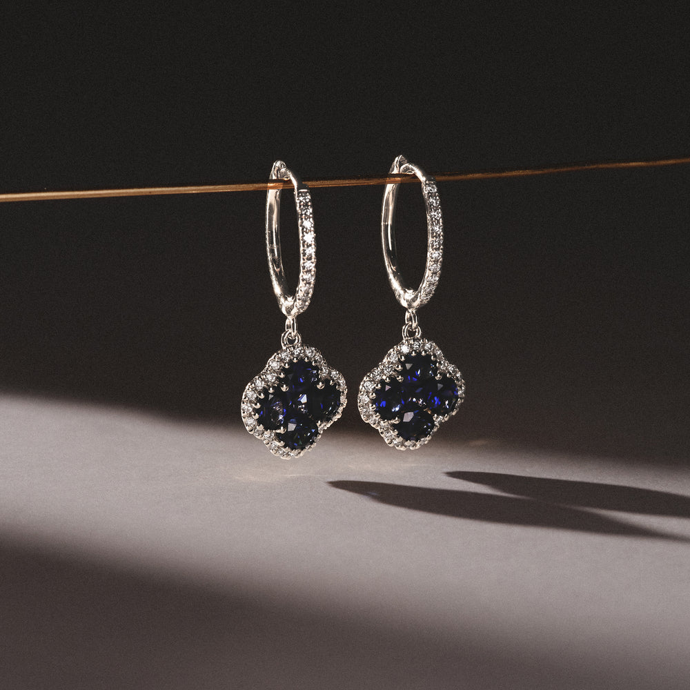 Alegria 2.00ct Lab Sapphire Halo Earrings in Sterling Silver