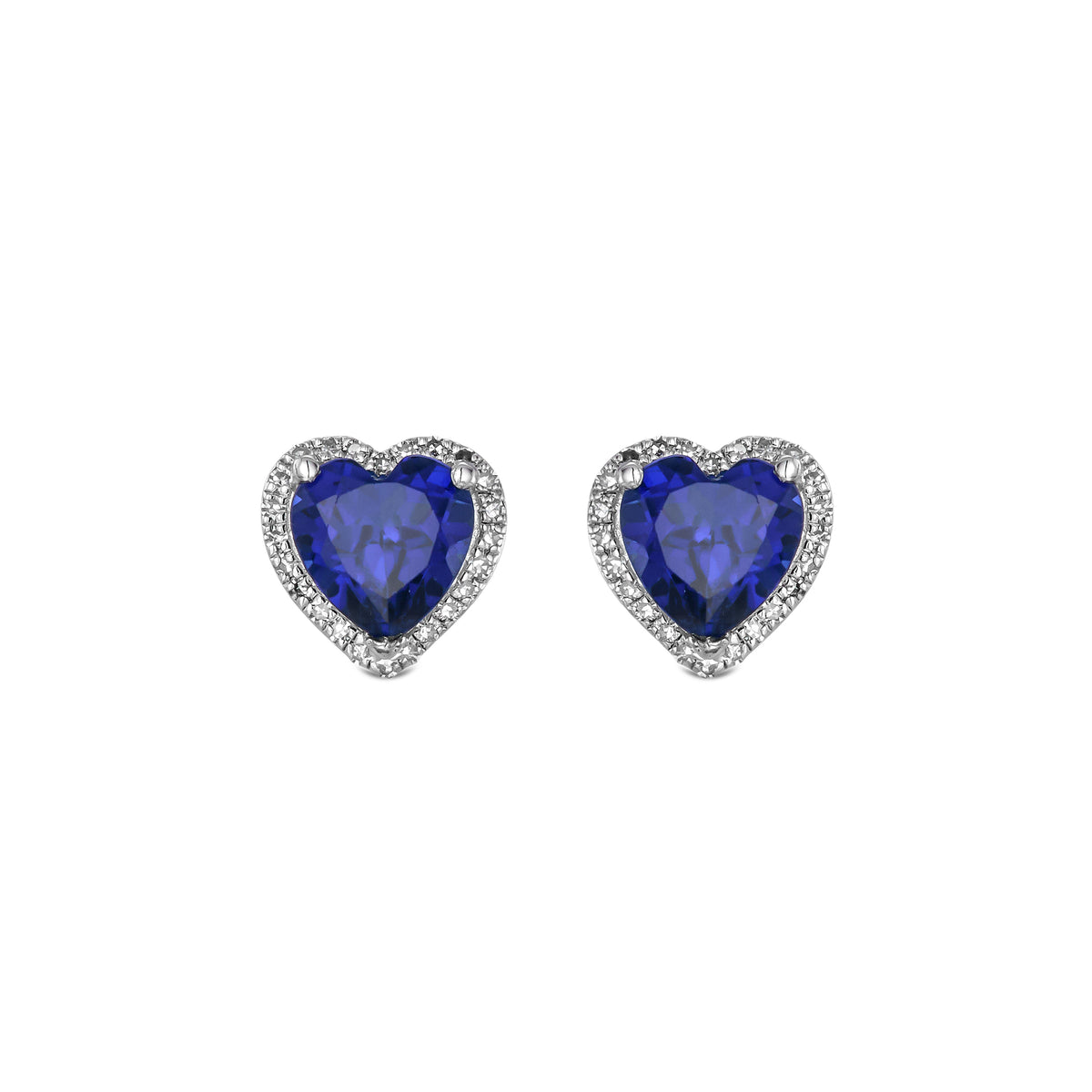Stellato 2.00ct Heart Cut Lab Sapphire Halo Stud Earrings in Sterling Silver
