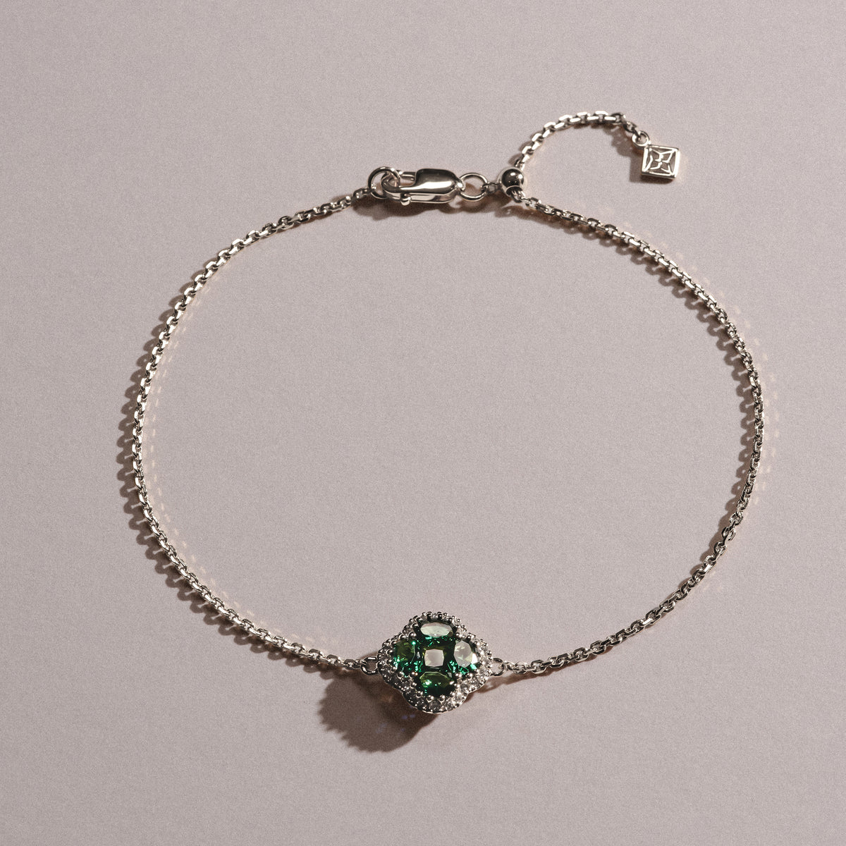Alegria 0.75ct Lab Emerald Halo Bracelet in Sterling Silver
