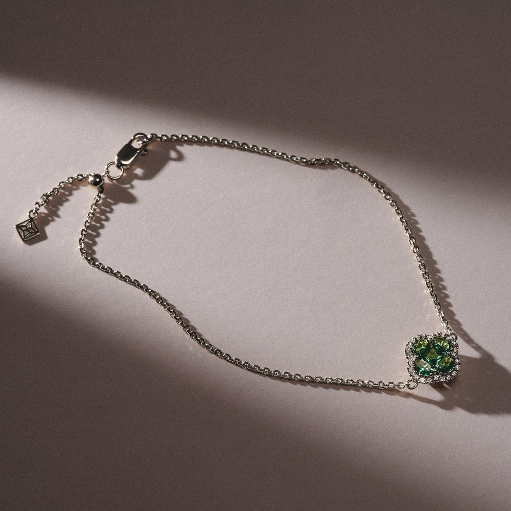 Alegria 0.75ct Lab Emerald Halo Bracelet in Sterling Silver