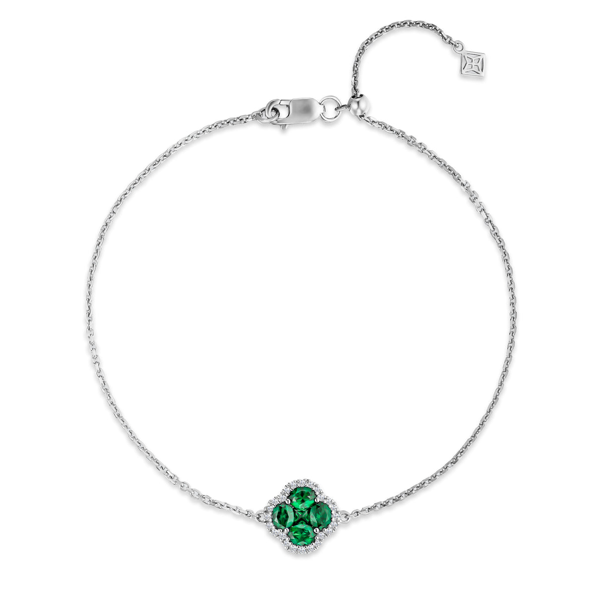 Alegria 0.75ct Lab Emerald Halo Bracelet in Sterling Silver