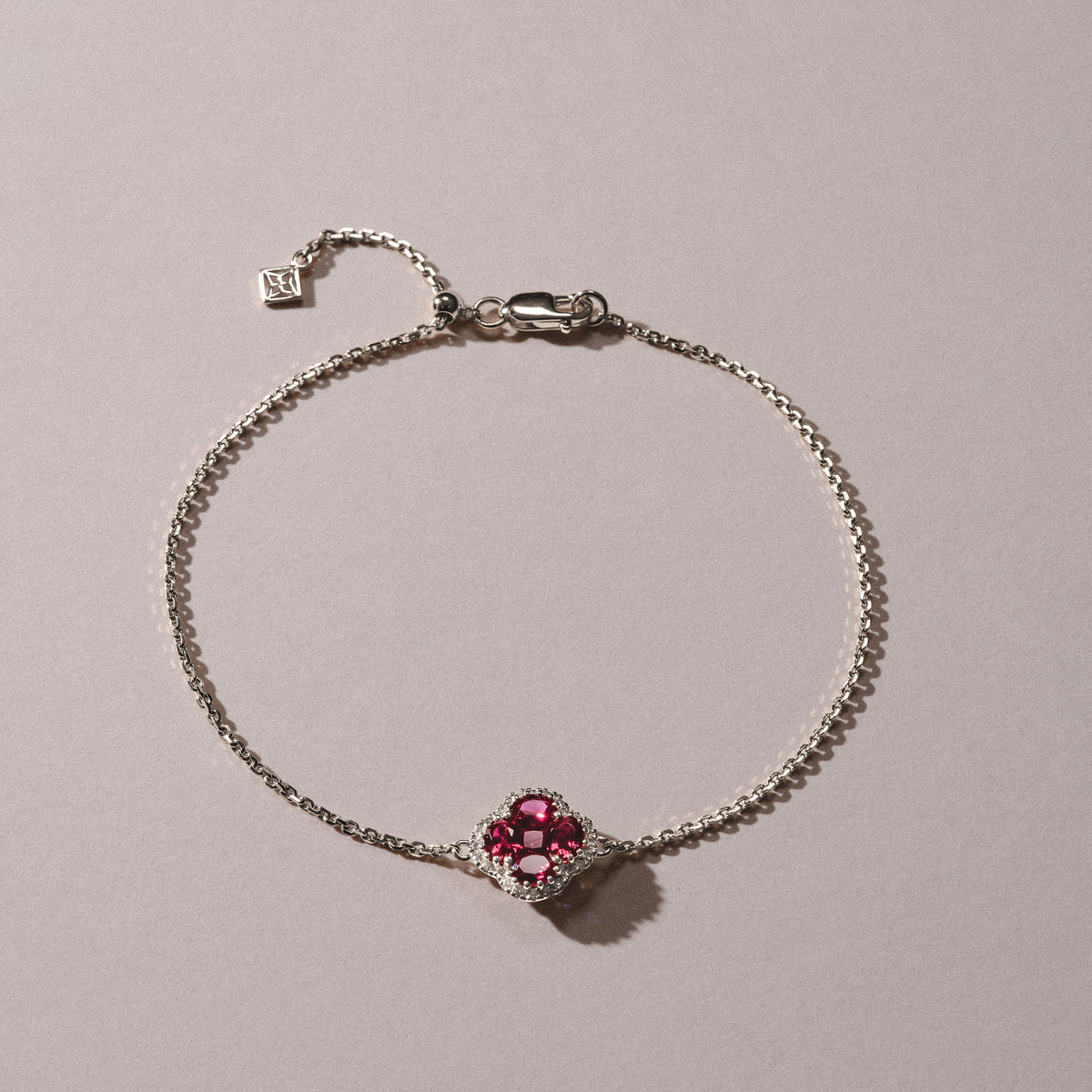 Alegria 0.90ct Lab Ruby Halo Bracelet in Sterling Silver
