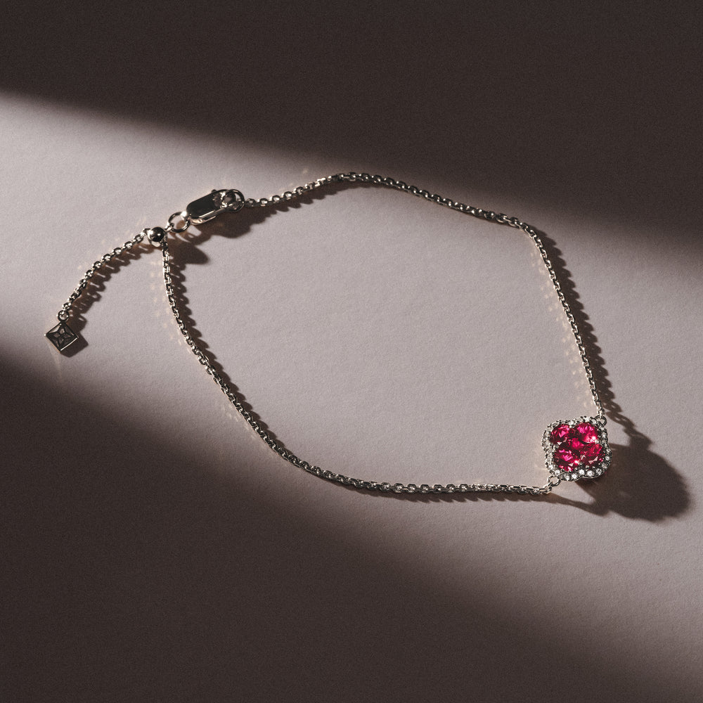 Alegria 0.90ct Lab Ruby Halo Bracelet in Sterling Silver