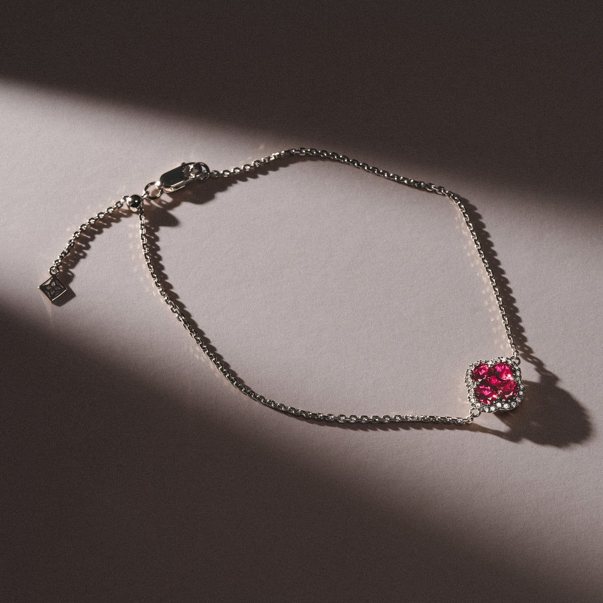 Alegria 0.90ct Lab Ruby Halo Bracelet in Sterling Silver
