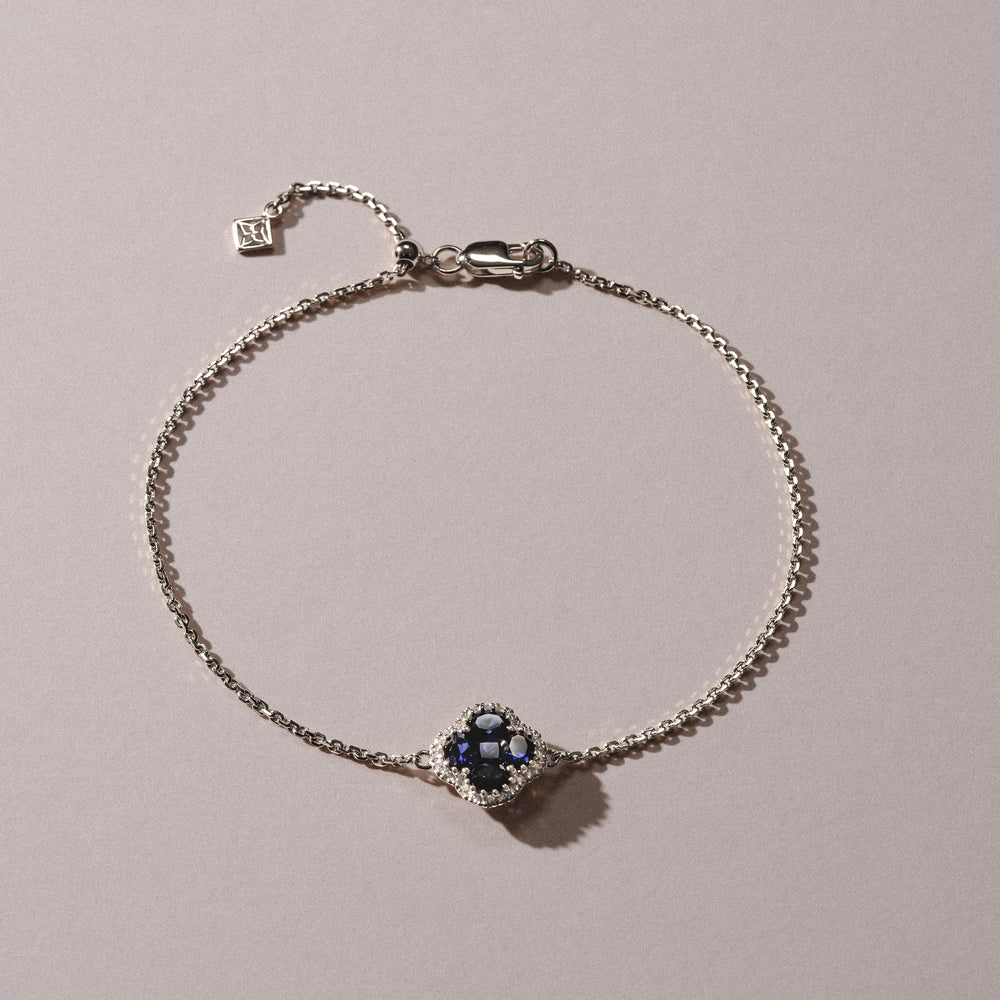 Alegria1.00ct Lab Sapphire Halo Bracelet in Sterling Silver