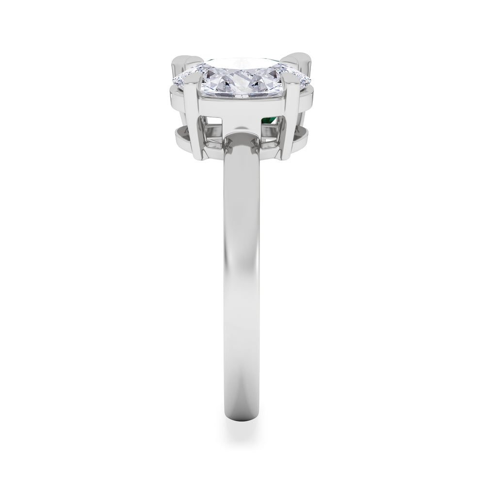 Toi Et Moi 1.50ct Oval Lab Diamond and 2.00ct Pear Lab Emerald Engagement Ring in Platinum