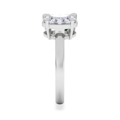 Toi Et Moi 1.50ct Oval Lab Diamond and 2.00ct Pear Lab Emerald Engagement Ring in Platinum
