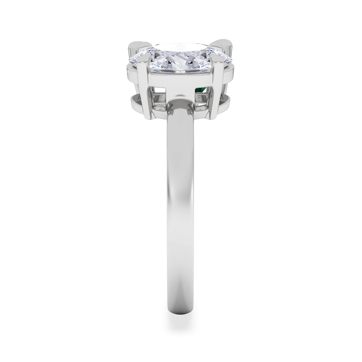 Toi Et Moi 1.50ct Oval Lab Diamond and 2.00ct Pear Lab Emerald Engagement Ring in Platinum