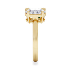 Toi Et Moi 1.50ct Oval Lab Diamond and 2.00ct Pear Lab Emerald Engagement Ring in 18K Yellow Gold
