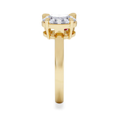 Toi Et Moi 1.50ct Oval Lab Diamond and 2.00ct Pear Lab Ruby Engagement Ring in 18K Yellow Gold