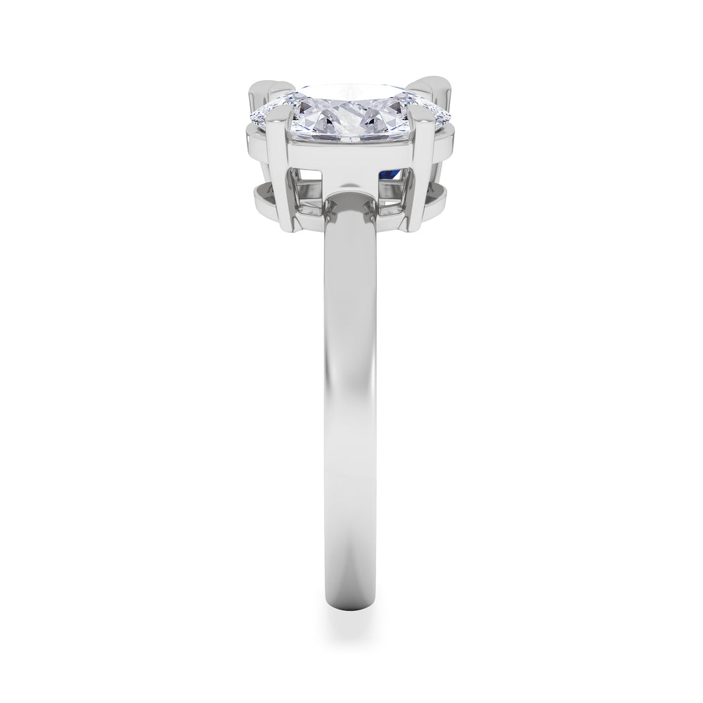 Toi Et Moi 1.50ct Oval Lab Diamond and 2.00ct Pear Lab Sapphire Engagement Ring in Platinum