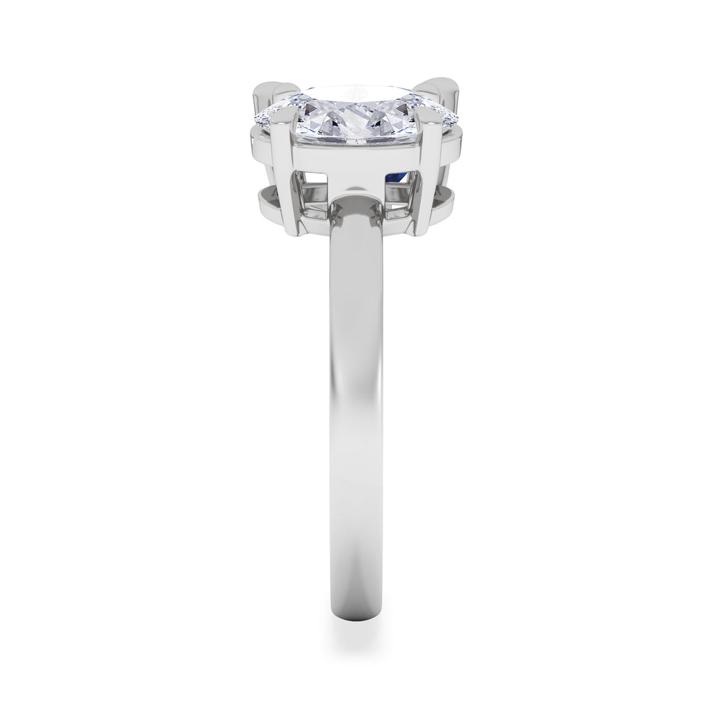 Toi Et Moi 1.50ct Oval Lab Diamond and 2.00ct Pear Lab Sapphire Engagement Ring in Platinum