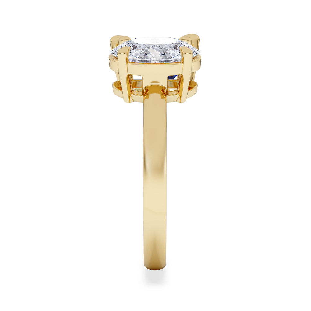 Toi Et Moi 1.50ct Oval Lab Diamond and 2.00ct Pear Lab Sapphire Engagement Ring in 18K Yellow Gold