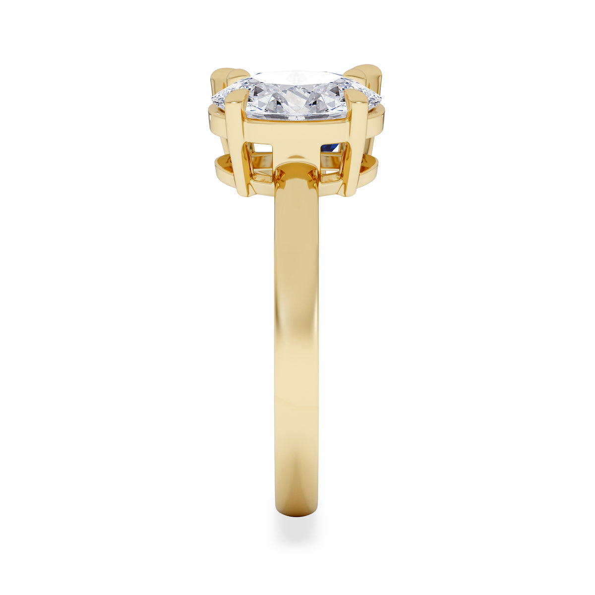 Toi Et Moi 1.50ct Oval Lab Diamond and 2.00ct Pear Lab Sapphire Engagement Ring in 18K Yellow Gold