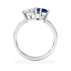 Toi Et Moi 1.50ct Pear Lab Diamond and 1.50ct Marquise Lab Sapphire Engagement Ring in Platinum