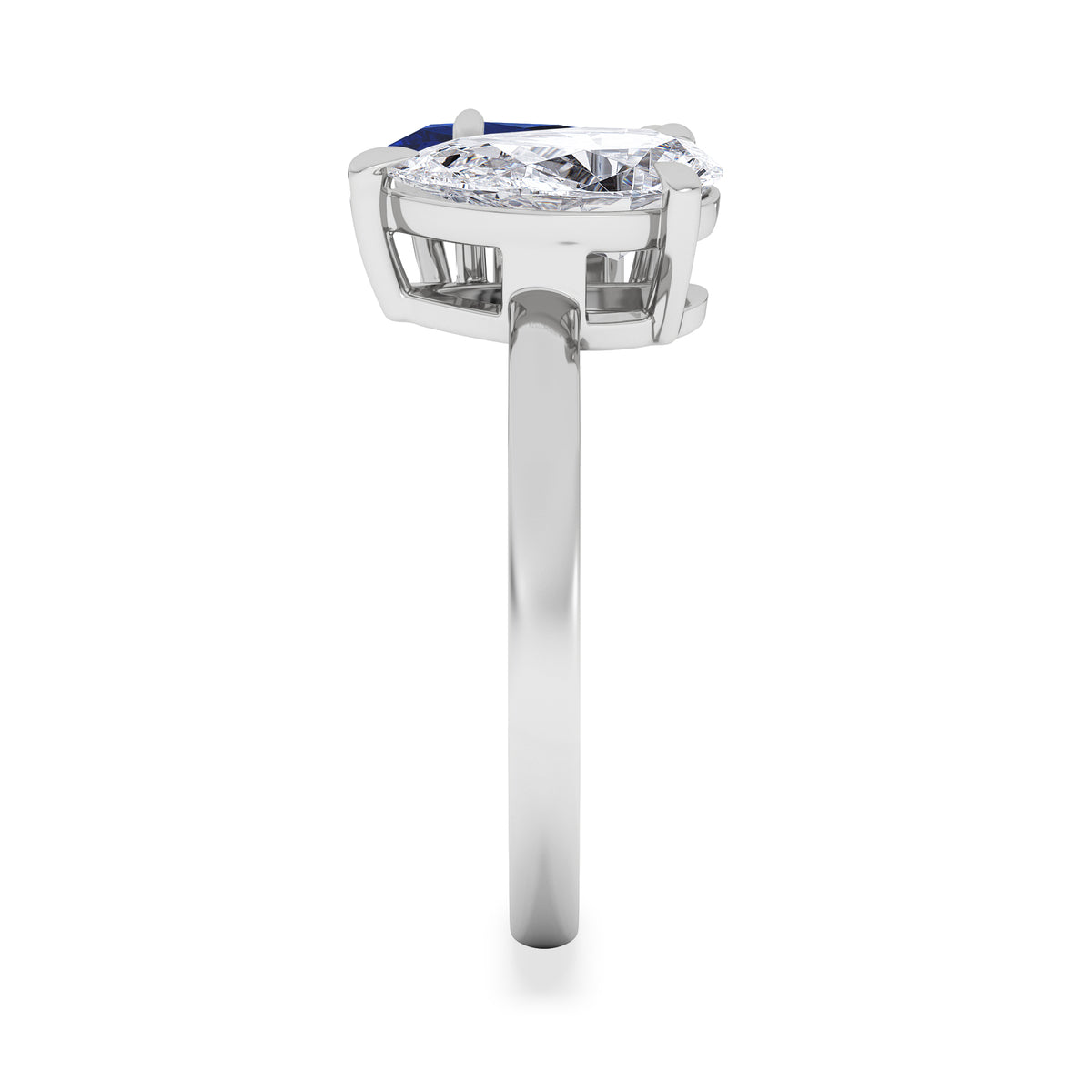 Toi Et Moi 1.50ct Pear Lab Diamond and 1.50ct Marquise Lab Sapphire Engagement Ring in Platinum