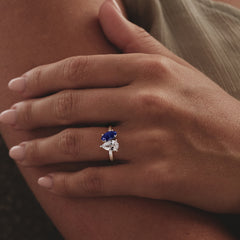 Toi Et Moi 1.50ct Pear Lab Diamond and 1.50ct Marquise Lab Sapphire Engagement Ring in Platinum