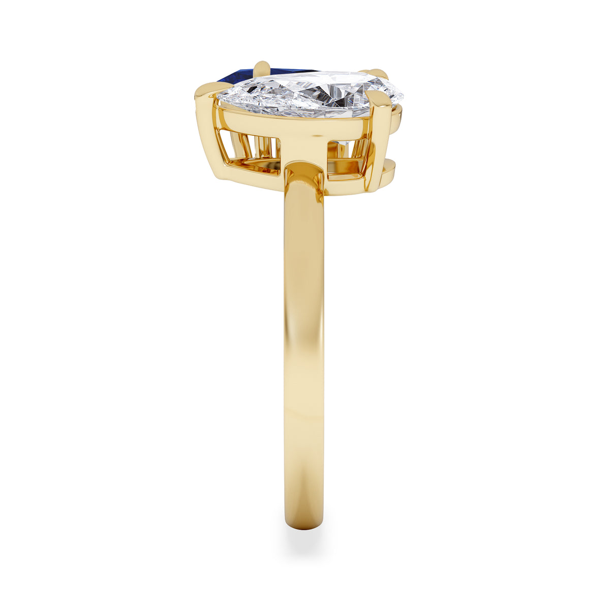 Toi Et Moi 1.50ct Pear Lab Diamond and 1.50ct Marquise Lab Sapphire Engagement Ring in 18K Yellow Gold