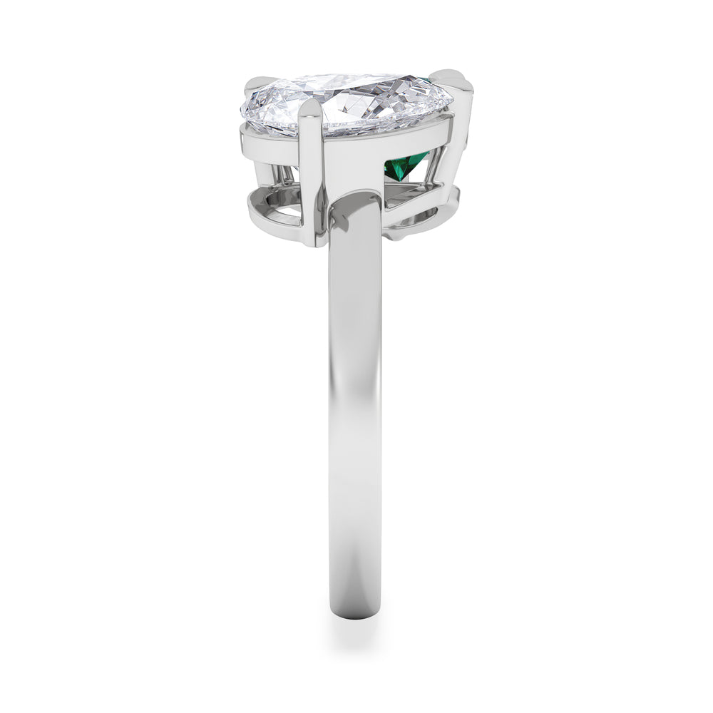 Toi Et Moi 1.50ct Pear Lab Diamond and 2.60ct Pear Lab Emerald Engagement Ring in Platinum
