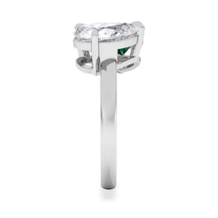 Toi Et Moi 1.50ct Pear Lab Diamond and 2.60ct Pear Lab Emerald Engagement Ring in Platinum