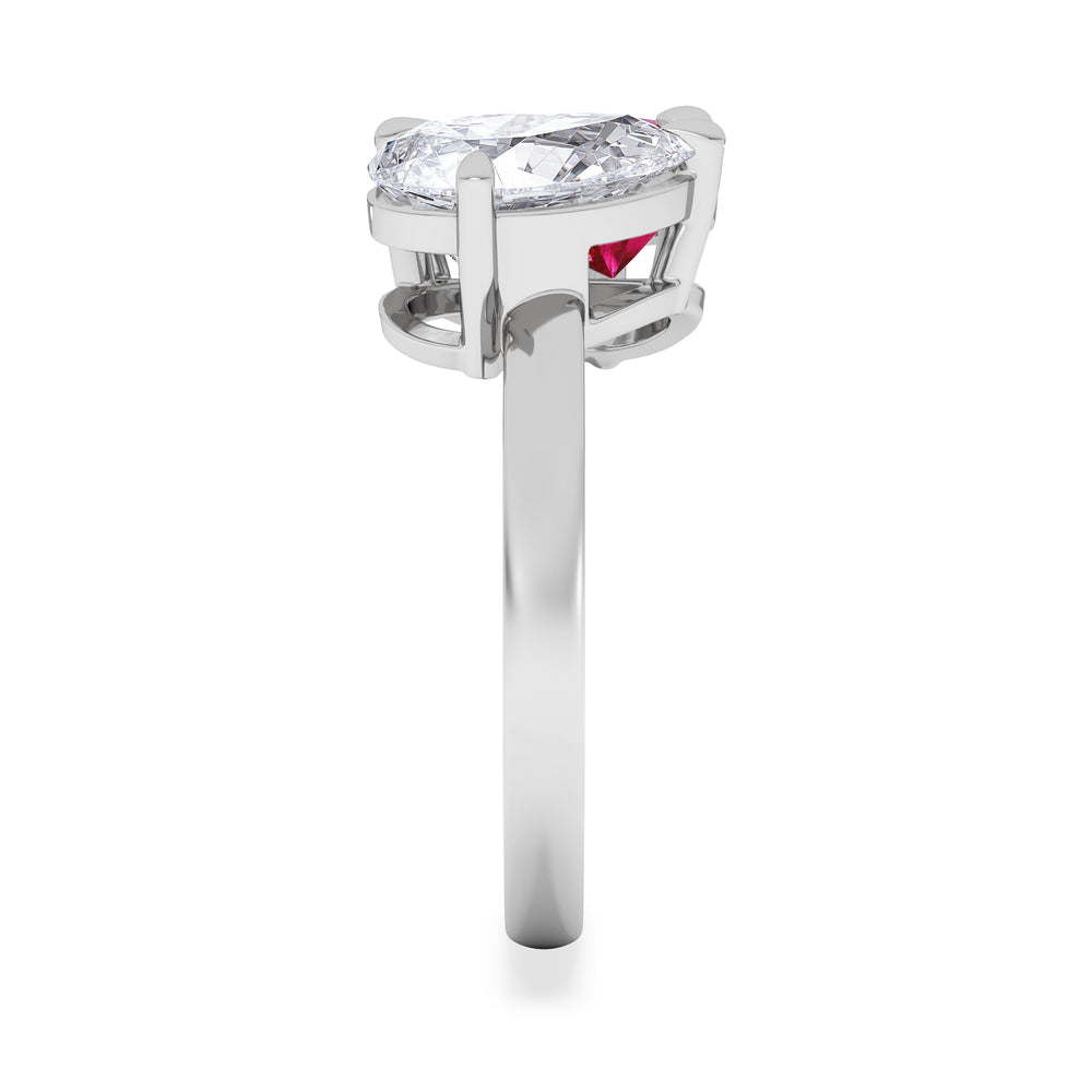 Toi Et Moi 1.50ct Pear Lab Diamond and 2.60ct Pear Lab Ruby Engagement Ring in Platinum