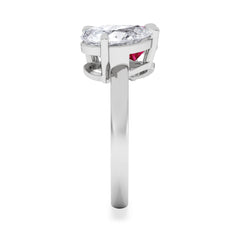 Toi Et Moi 1.50ct Pear Lab Diamond and 2.60ct Pear Lab Ruby Engagement Ring in Platinum
