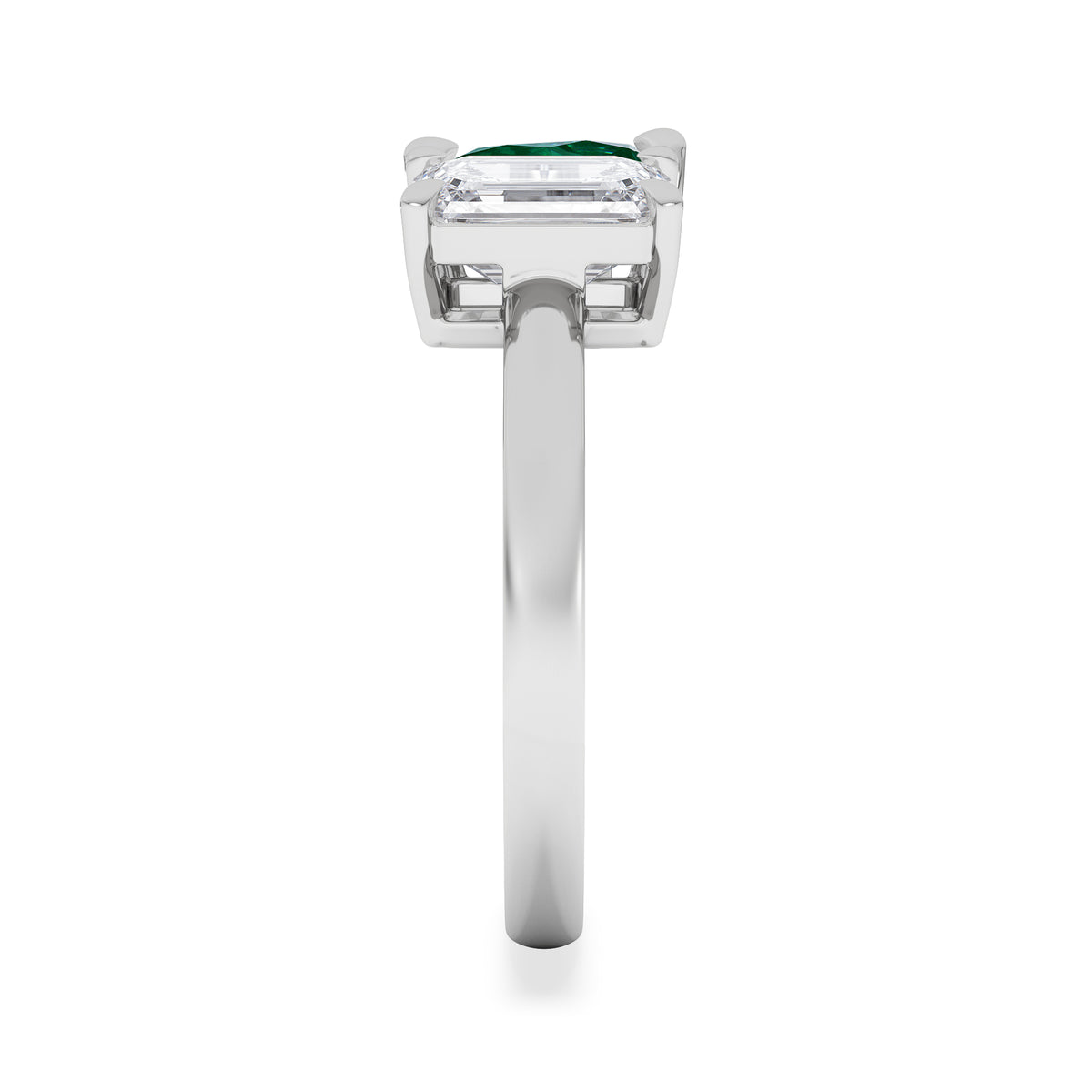 Toi Et Moi 1.50ct Emerald Cut Lab Diamond and 1.50ct Pear Lab Emerald Engagement Ring in Platinum