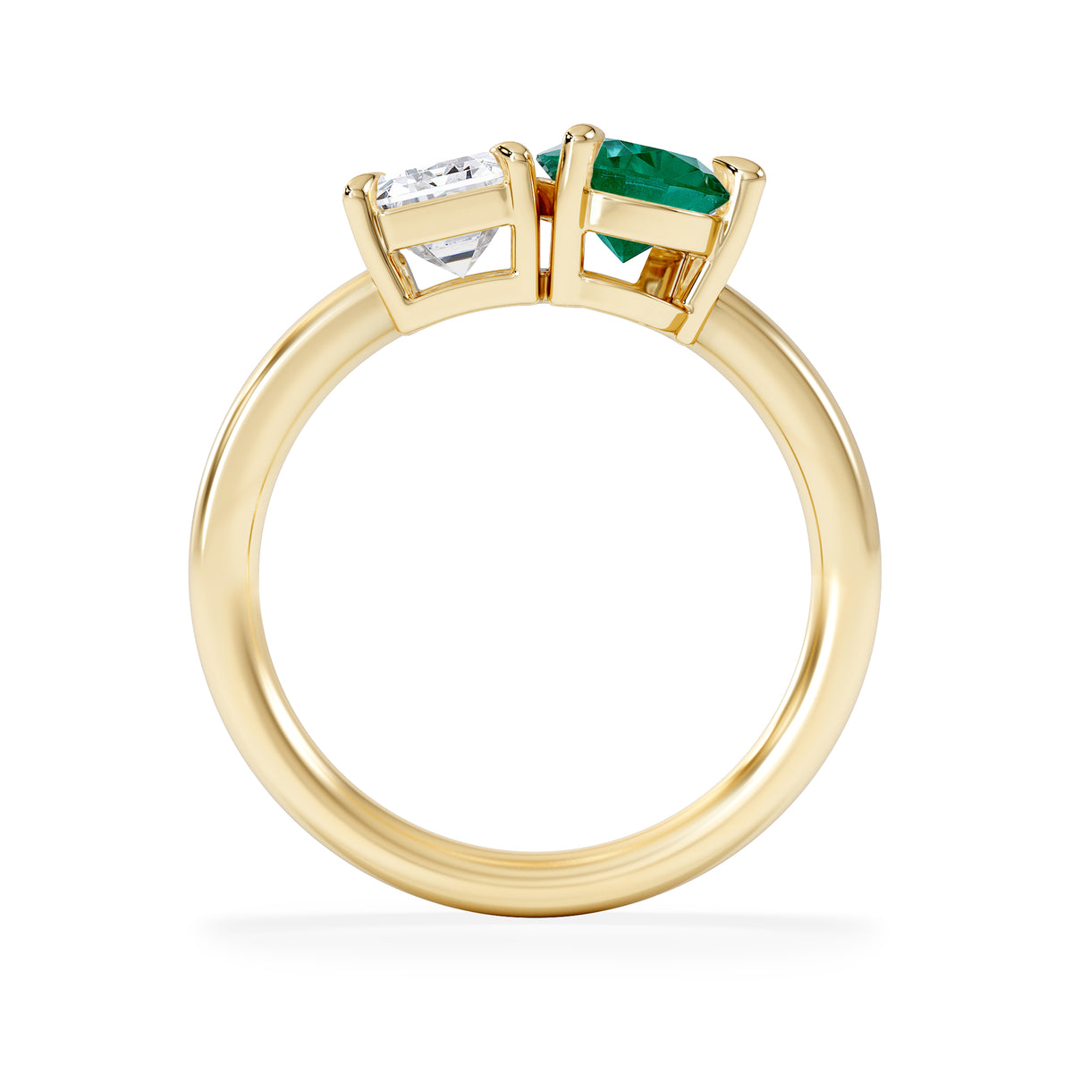 Toi Et Moi 1.50ct Emerald Cut Lab Diamond and 1.50ct Pear Lab Emerald Engagement Ring in Platinum