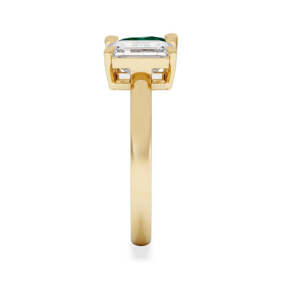 Toi Et Moi 1.50ct Emerald Cut Lab Diamond and 1.50ct Pear Lab Emerald Engagement Ring in 18K Yellow Gold