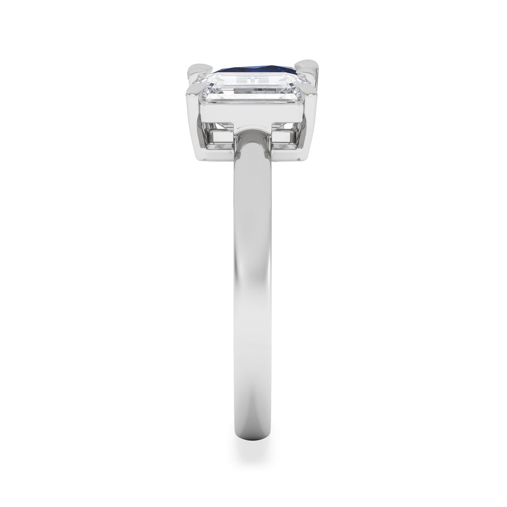 Toi Et Moi 1.50ct Emerald Cut Lab Diamond and 1.50ct Pear Lab Sapphire Engagement Ring in Platinum