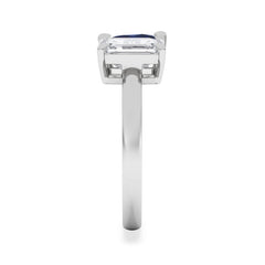 Toi Et Moi 1.50ct Emerald Cut Lab Diamond and 1.50ct Pear Lab Sapphire Engagement Ring in Platinum