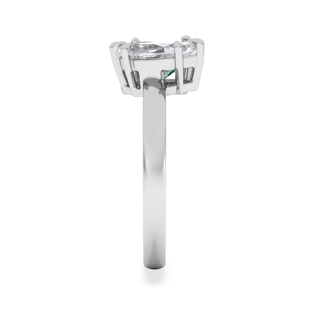 Toi Et Moi 1.50ct Marquise Lab Diamond and 3.30ct Emerald Cut Lab Emerald Engagement Ring in Platinum