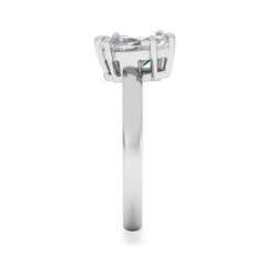 Toi Et Moi 1.50ct Marquise Lab Diamond and 3.30ct Emerald Cut Lab Emerald Engagement Ring in Platinum