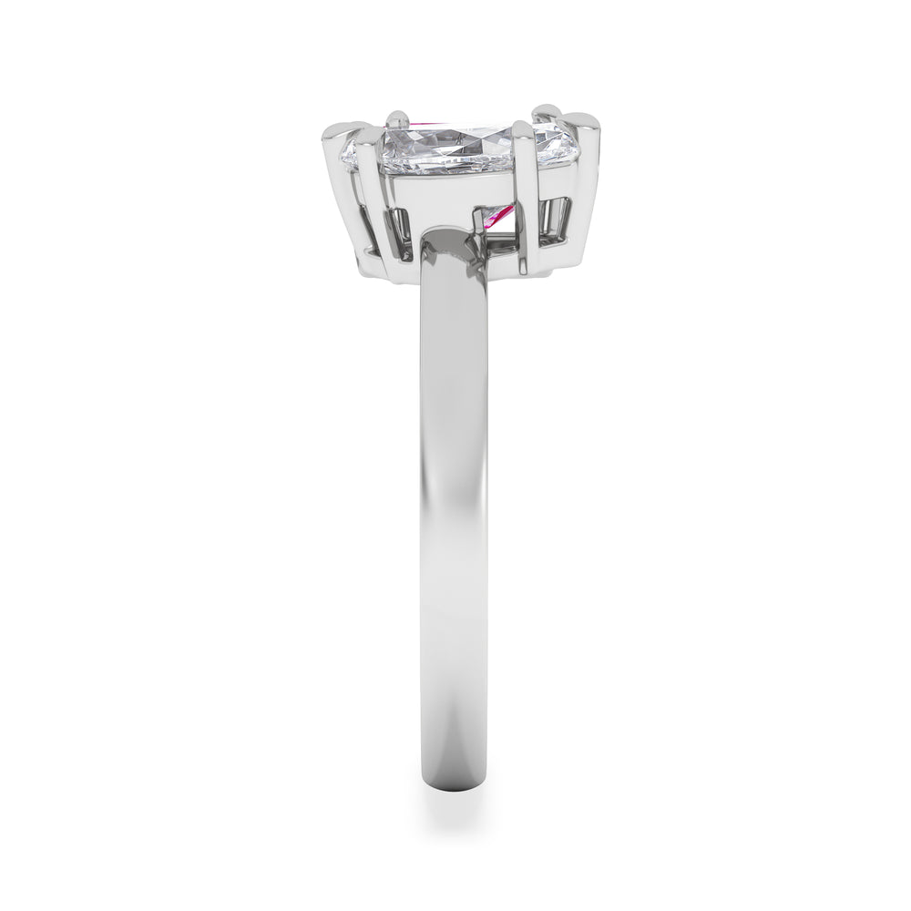 Toi Et Moi 1.50ct Marquise Lab Diamond and 3.30ct Emerald Cut Lab Ruby Engagement Ring in Platinum